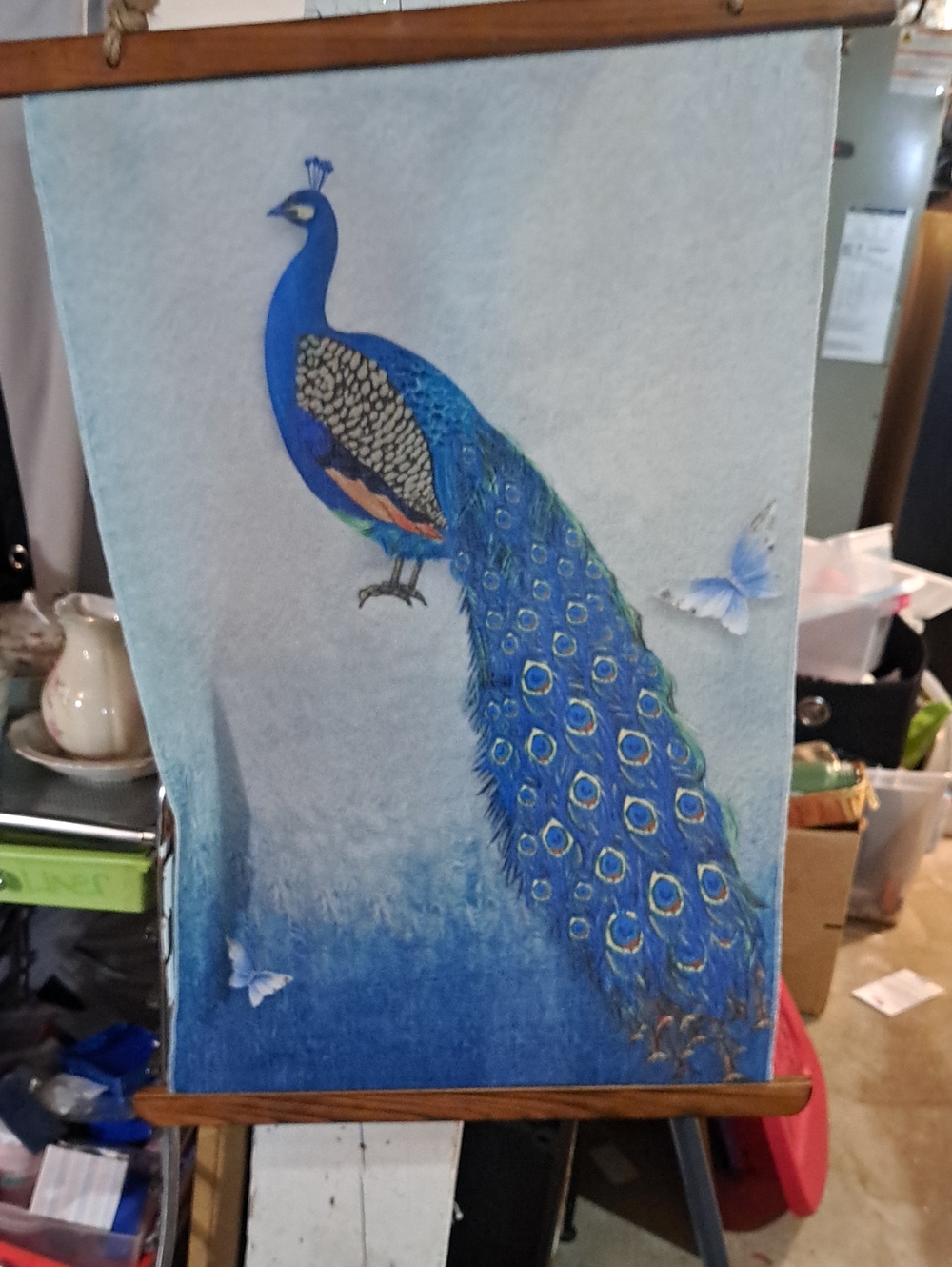 V vintage peacock tapestry